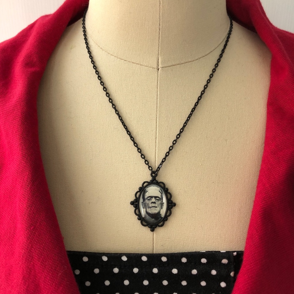 Classic Horror Movie Frankenstein Monster Black Metal Pendant Necklace Hot Topic